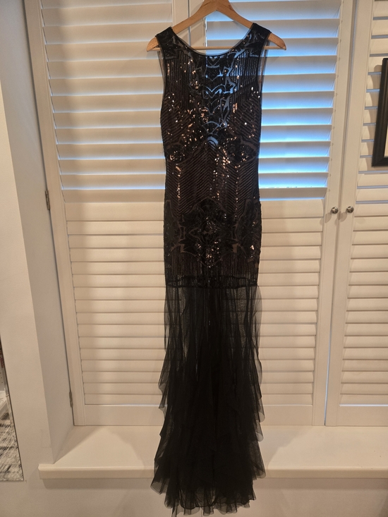 BCBGMaxAzria Dresses & Skirts - BCBGMaxAzria Black Sequin Mesh Maxi Dress